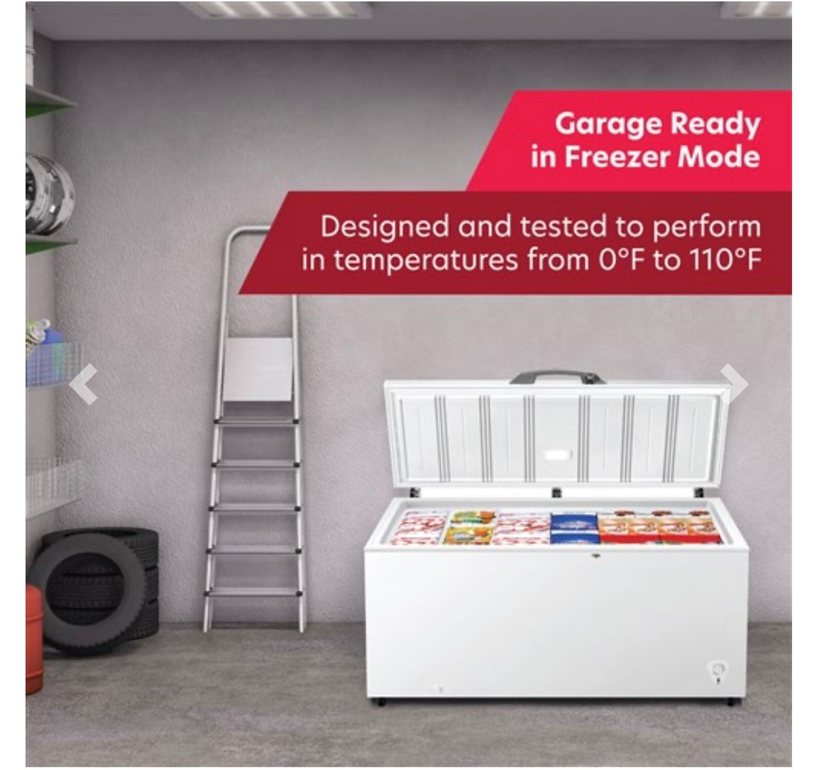 New Mora 14.7 CF Chest Freezer, Convertible, Garage Ready - White