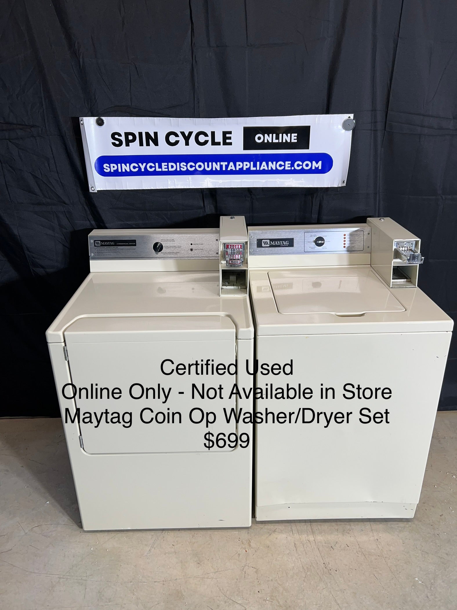 Certified Used Maytag Coin Operated Washer/Dryer Spin Cycle Discount Appliance LLC